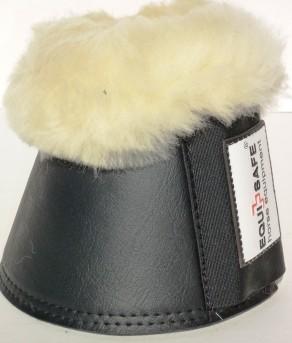 Equisafe Black Synthetic Leather Overreach Boot with Sheepskin