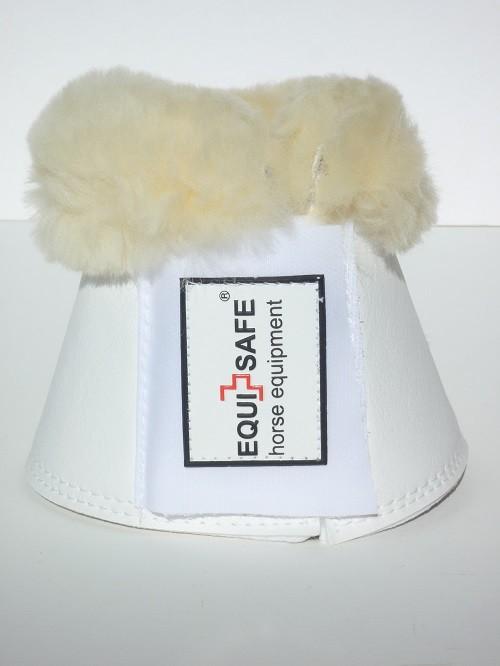 Equisafe White Synthetic Leather Overreach Boot with Sheepskin