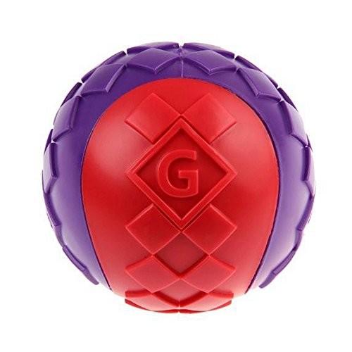 GIGWI BALL 'SQUEAKER' SOLID RED/PURPLE--L 1PK