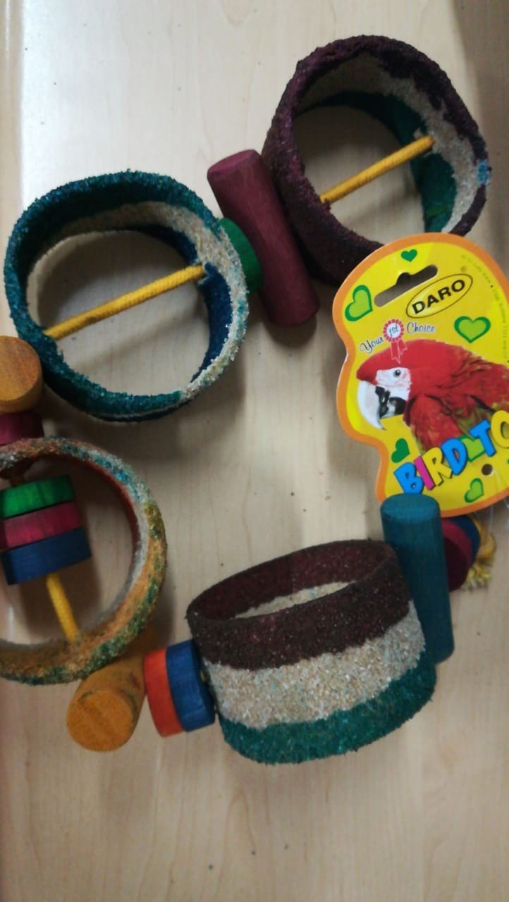 Bird Toy Sand Rings On Rope Large