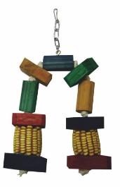 Bird Toy Double Hanging Mielie Toy With Wood