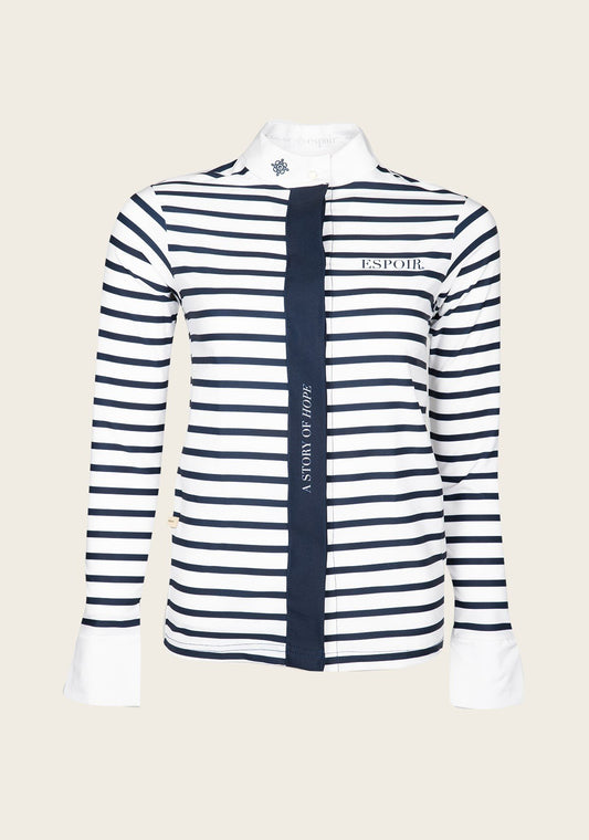Espoir Lumiere Button Navy Stripe Show Shirt