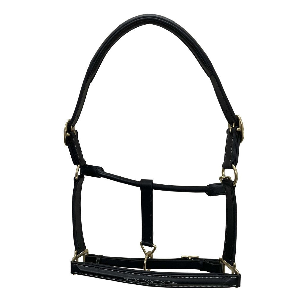 Indiana Leather Fancy Stitch Halter Black