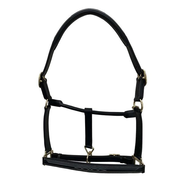 Indiana Leather Fancy Stitch Halter Black