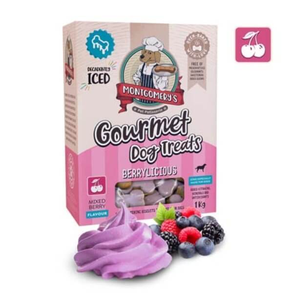MONTGOMERYS BERRYLICIOUS ICED 1KG BISCUITS