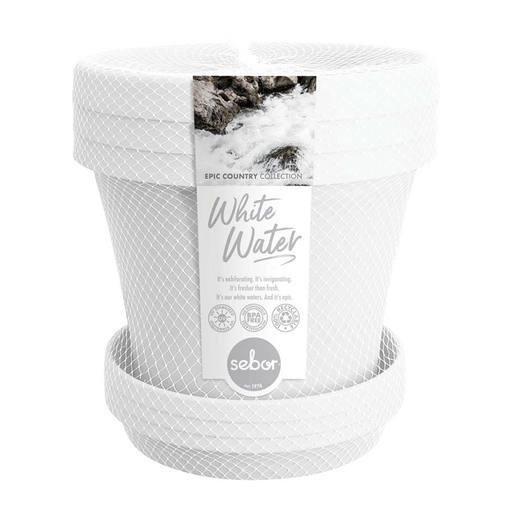 SEBOR POT & SAUCER WHITE 3 PACK