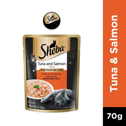 Sheba Tuna With Salmon  In Gravy Pouch 70g