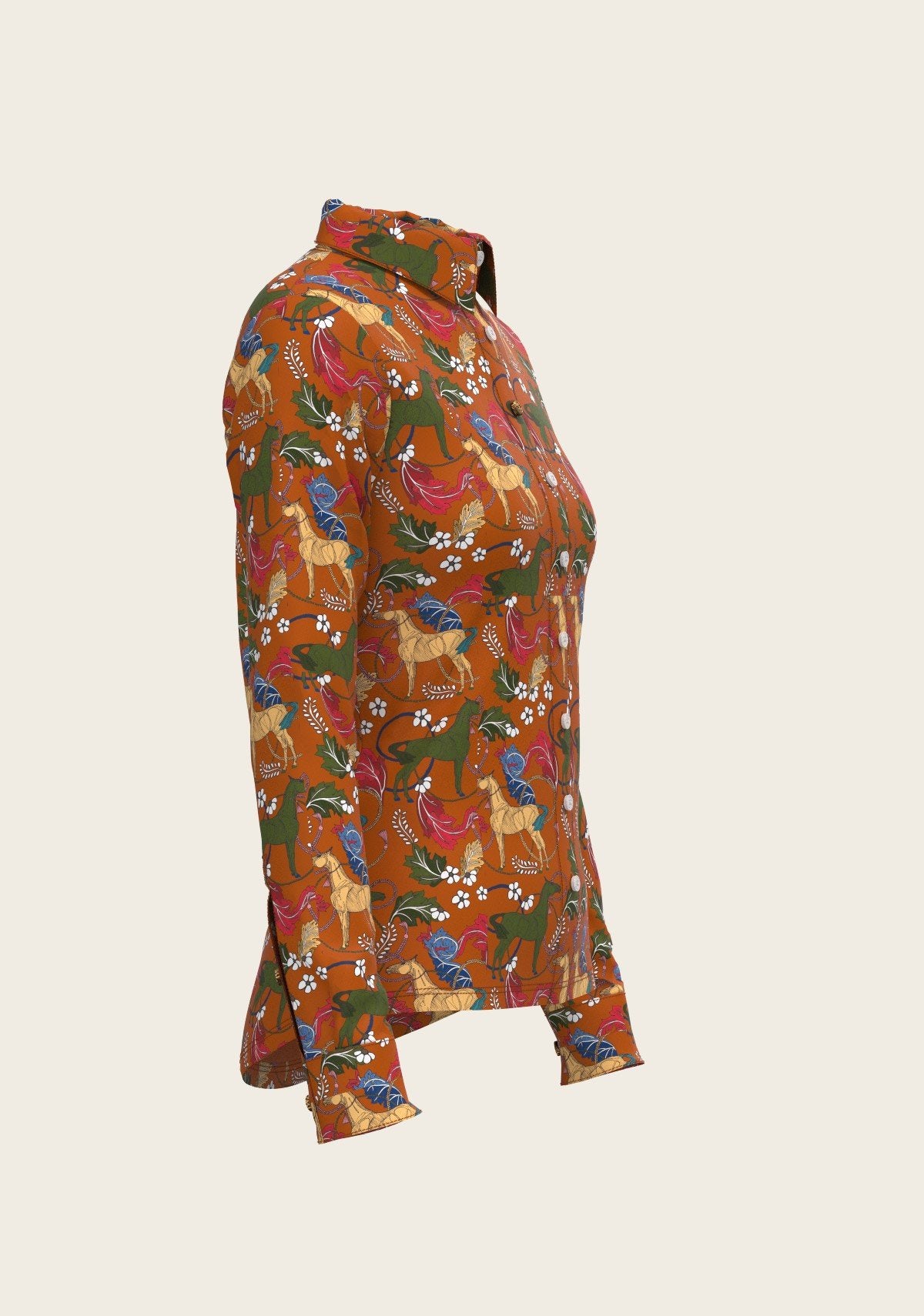 Espoir Everyday Button Shirt  Long Sleeve Flower Power