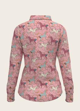 Espoir Everyday Button Shirt Long Shirt Roped Horse Pink