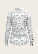 Espoir Everyday Button Shirt Long Sleever Roped Horse  Teal