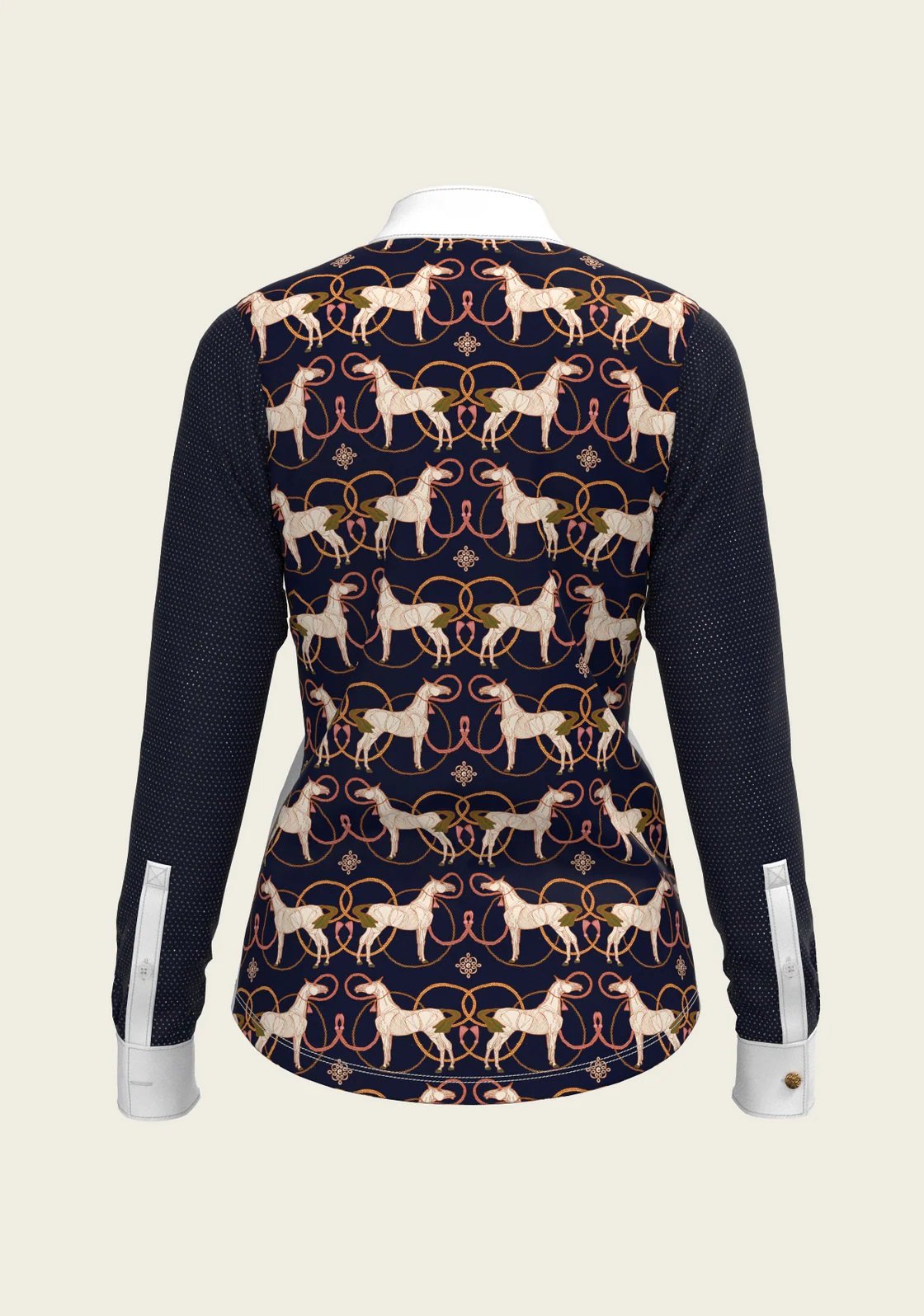 Espoir Show Shirt  Long Sleeve Roped Horse Navy