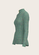 Espoir Zip Shirt Teal Roped Horses On Teal