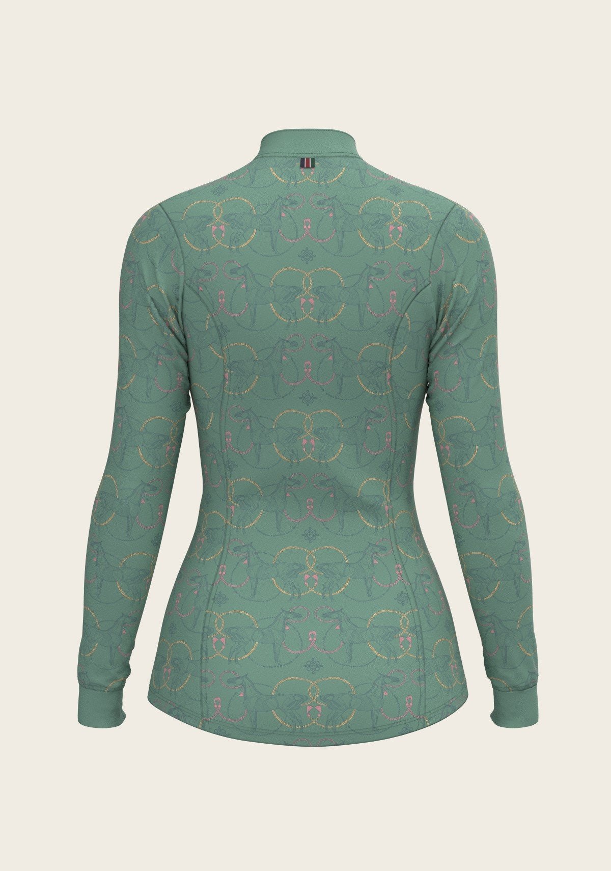 Espoir Zip Shirt Teal Roped Horses On Teal