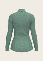Espoir Zip Shirt Teal Roped Horses On Teal