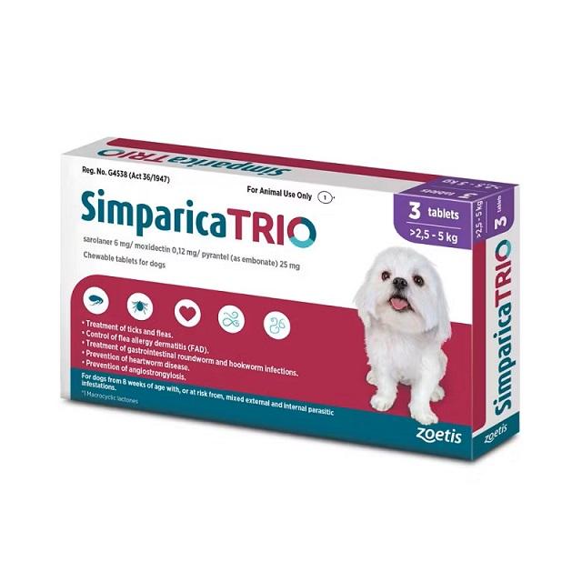 SIMPARICA TRIO DOG XS 2.6KG - 5KG CHEW 3PC