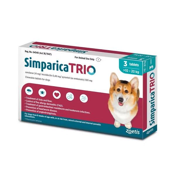 SIMPARICA TRIO DOG MED (10-20KG)