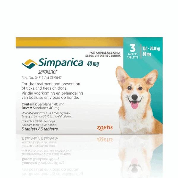 SIMPARICA TAB 40MG X 3 (10.1-20KG)