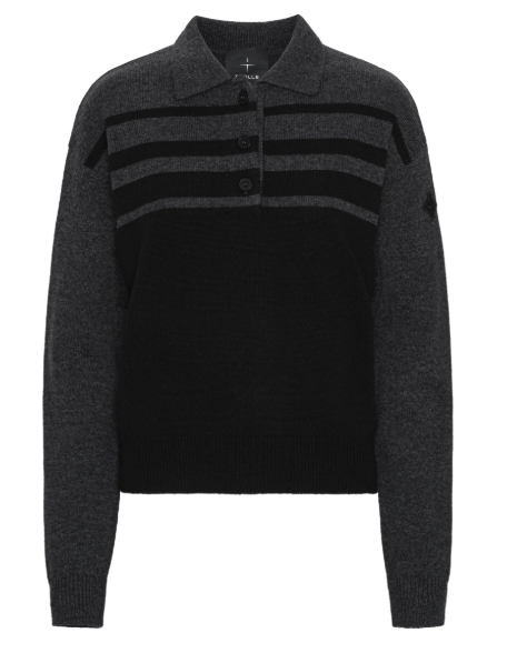 TROLLE BLK/GREY CASH/WOOL POLO SWEATER