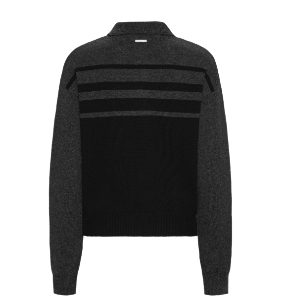 TROLLE BLK/GREY CASH/WOOL POLO SWEATER