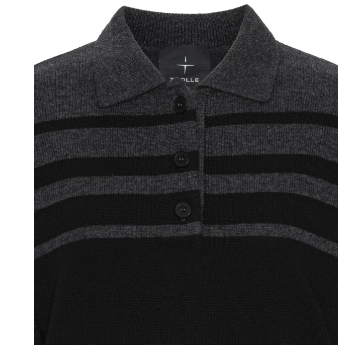 TROLLE BLK/GREY CASH/WOOL POLO SWEATER