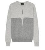 TC GREY CASHMERE & WOOL STAR LOGO SWEATER