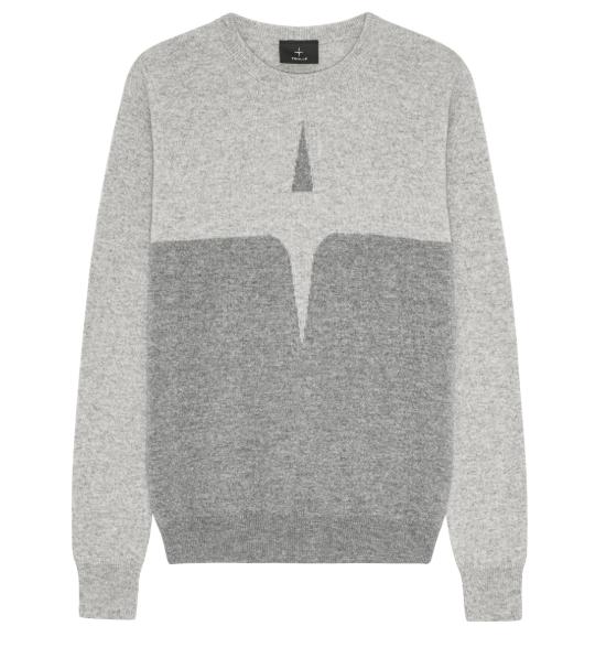 TC GREY CASHMERE & WOOL STAR LOGO SWEATER