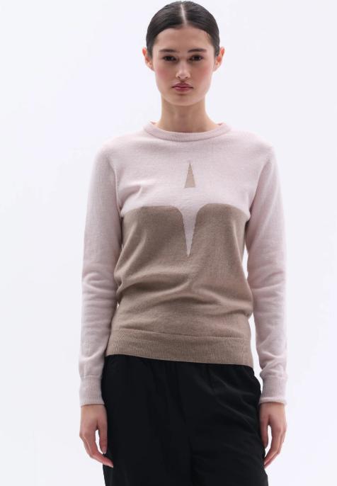 TC ROSA CASHMERE & WOOL STAR LOGO CREW SWEATER