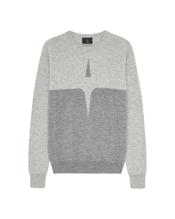 TROLLE GREY CASHMERE & WOOL STAR LOGO SWEATER
